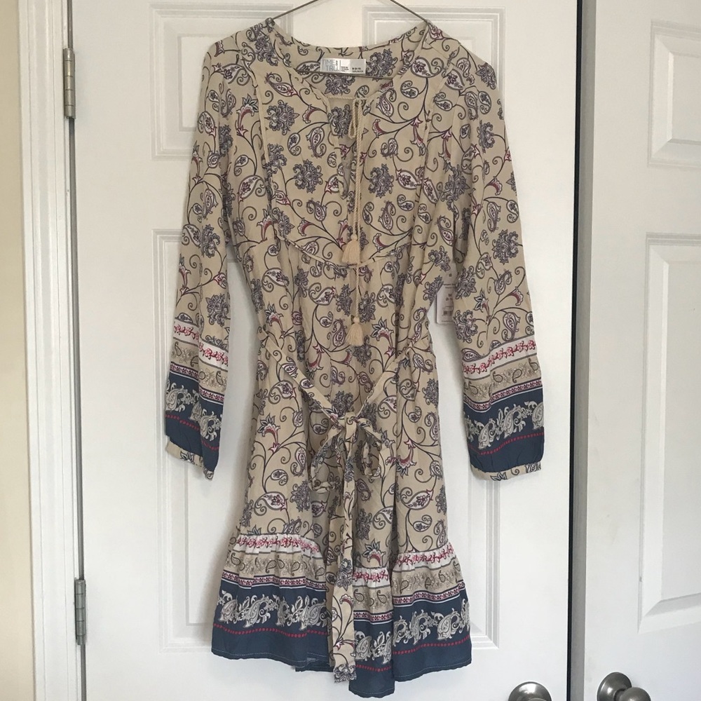 NEVER WORN Time And True Paisley Peasant Dress - M